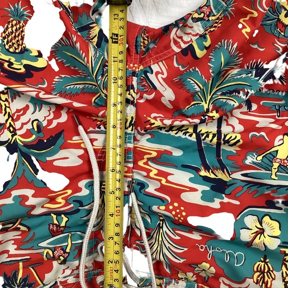 Polo Ralph Lauren Mens Red Hawaiian Tropical Print Swim Trunks Medium 7.5 Inseam - Picture 10 of 12